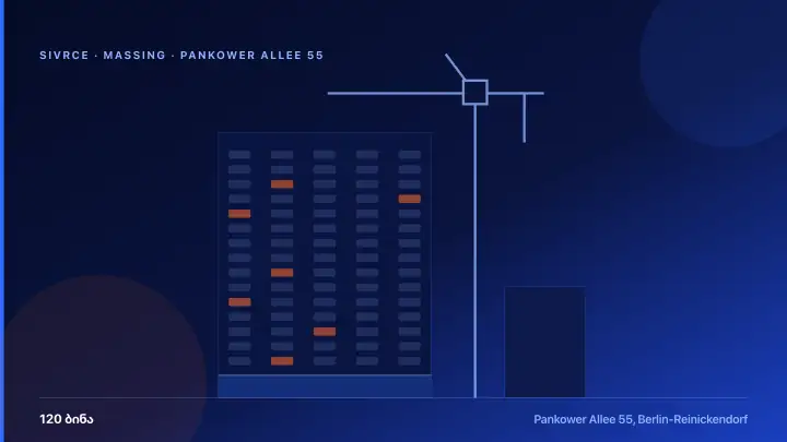 Pankower Allee 55 — 3D Massing & Architecture