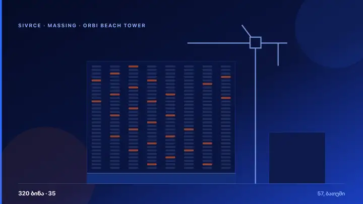 ORBI Beach Tower — 3D Massing & Architecture